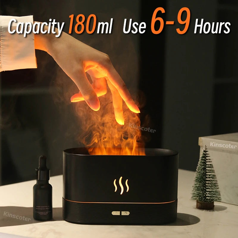 Flame Humidifier Essential Oil Diffuser with LED flame effect for home aromatherapy