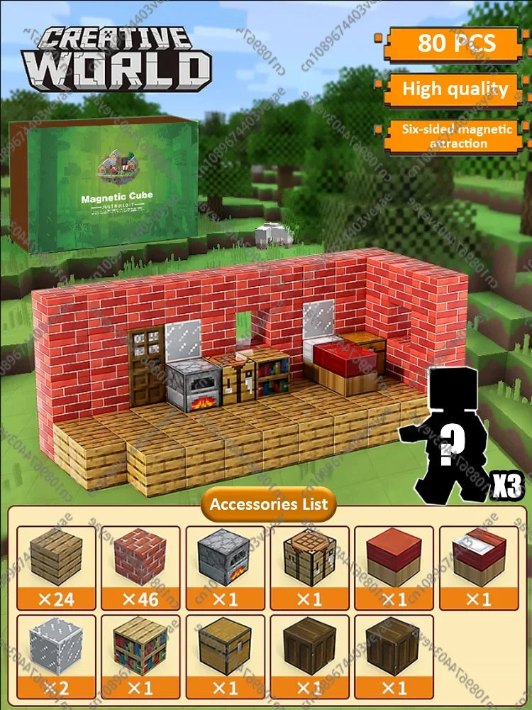 Magnetic Building Blocks - Mine World STEM Construction Set for Kids