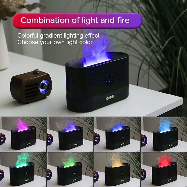 LED Flame Humidifier with color-changing lights and mist display