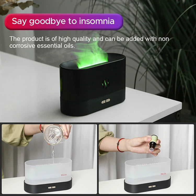 Image of the humidifier in use and having essential oils added to it on a soft background