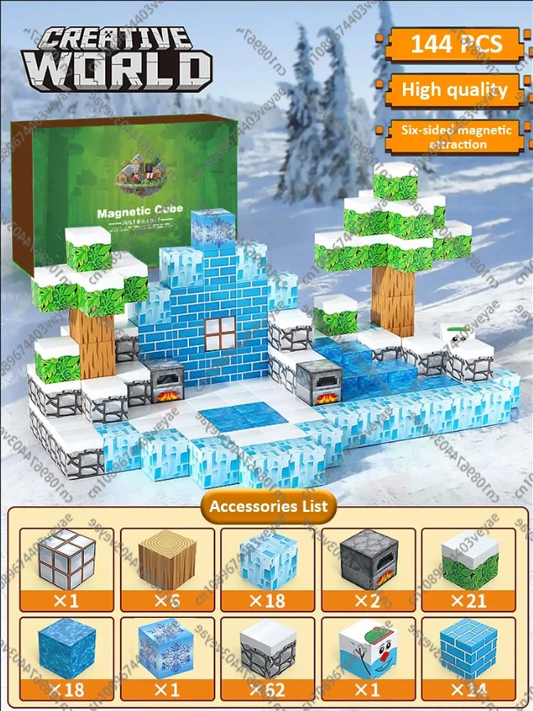 Magnetic Building Blocks - Mine World STEM Construction Set for Kids