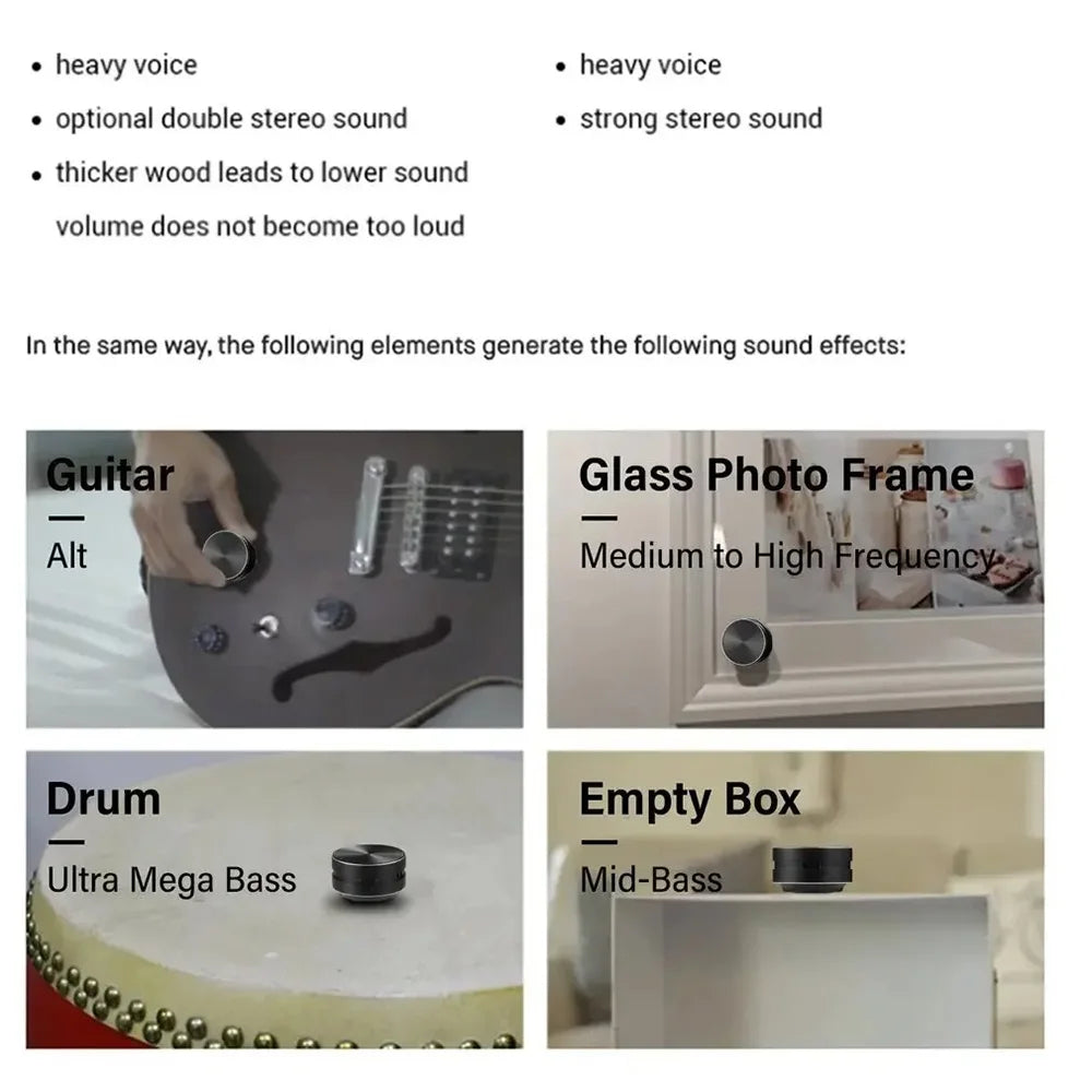 Sound effect generation with guitar, glass photo frame, drum, and empty box.