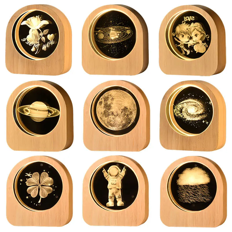9 different styles of laser engraved decor on a white background