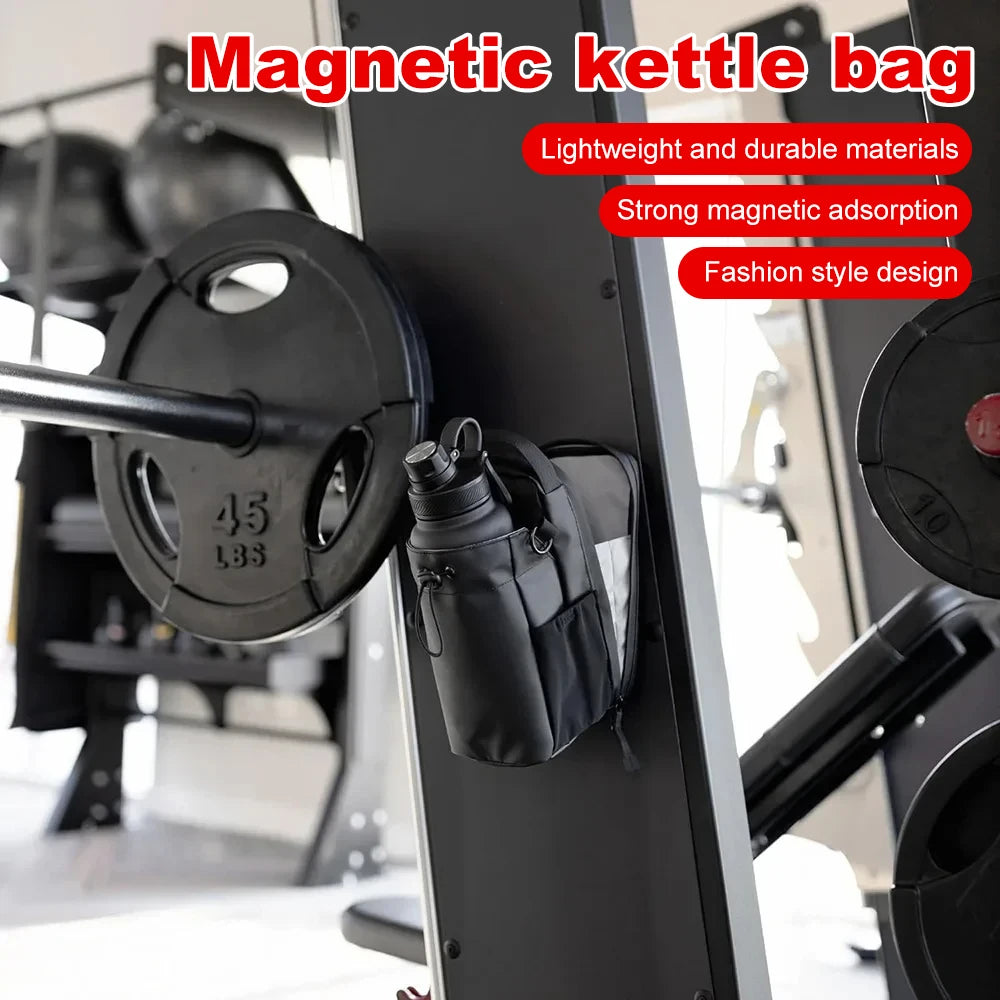 Gym bag magnetic attachment demonstration on locker and workout equipment