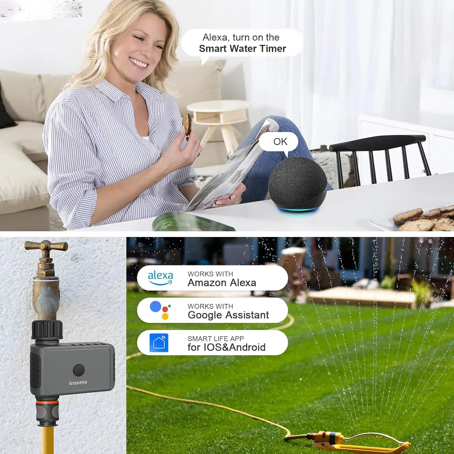 SmartFlow WiFi Water Timer - Remote Control Garden Irrigation System for Smart Home