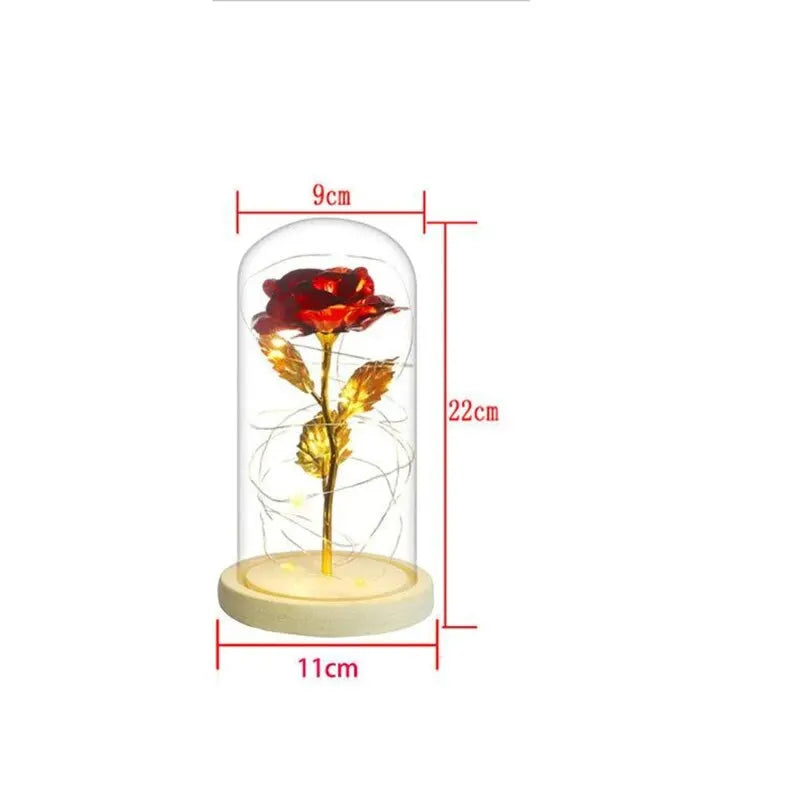 Enchanted Gold Foil Rose LED Night Light - Elegant Valentine&