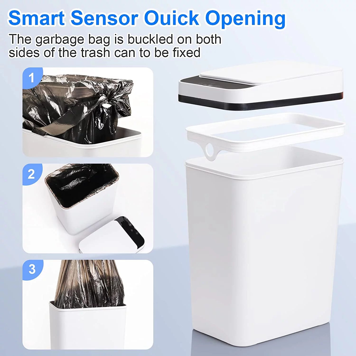 Smart Lid 2.5 Gallon Contactless Trash Can - Explore Ethereal