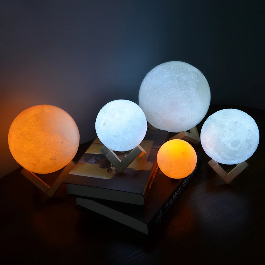 Rechargeable 3D Print Moon Lamp LED Night Light - Explore Ethereal