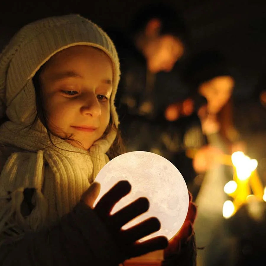 Rechargeable 3D Print Moon Lamp LED Night Light - Explore Ethereal