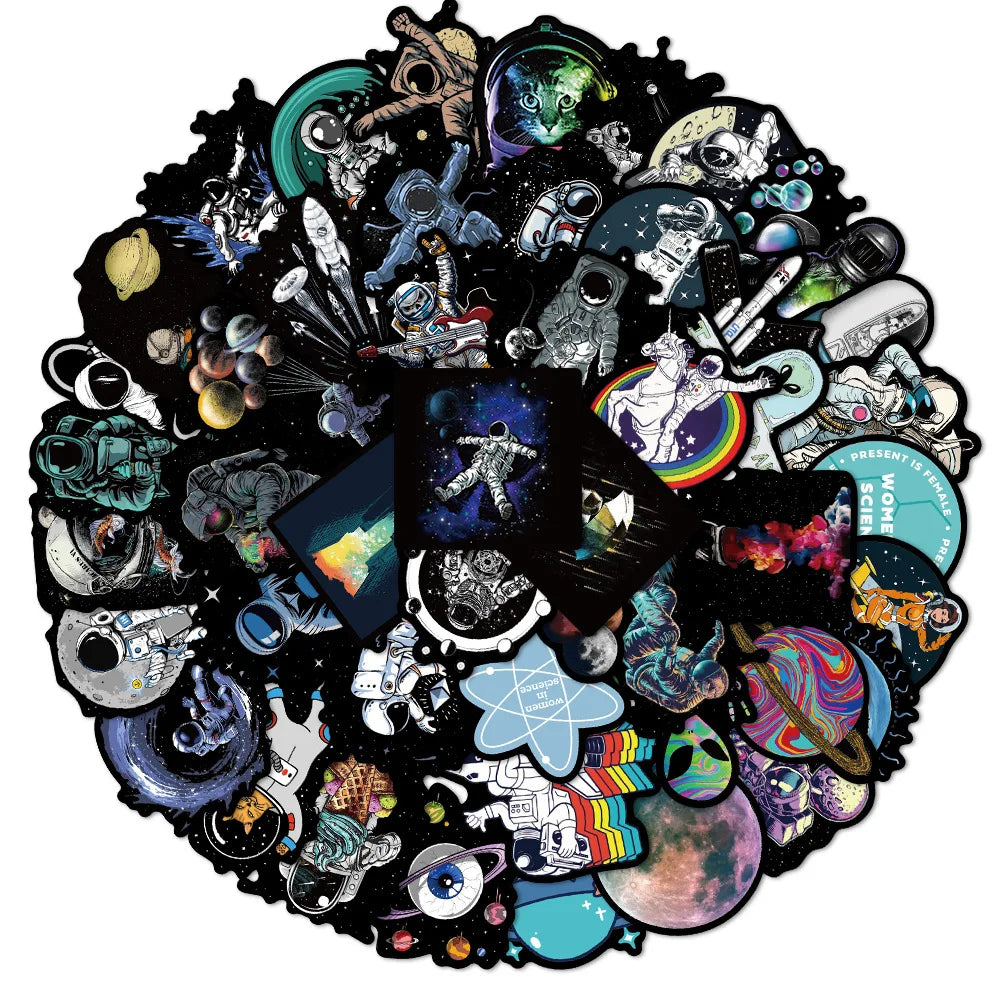 50pcs Vinyl Space Themed Sticker Pack - Explore Ethereal