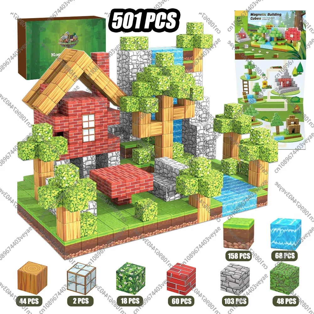 Magnetic Building Blocks - Mine World STEM Construction Set for Kids