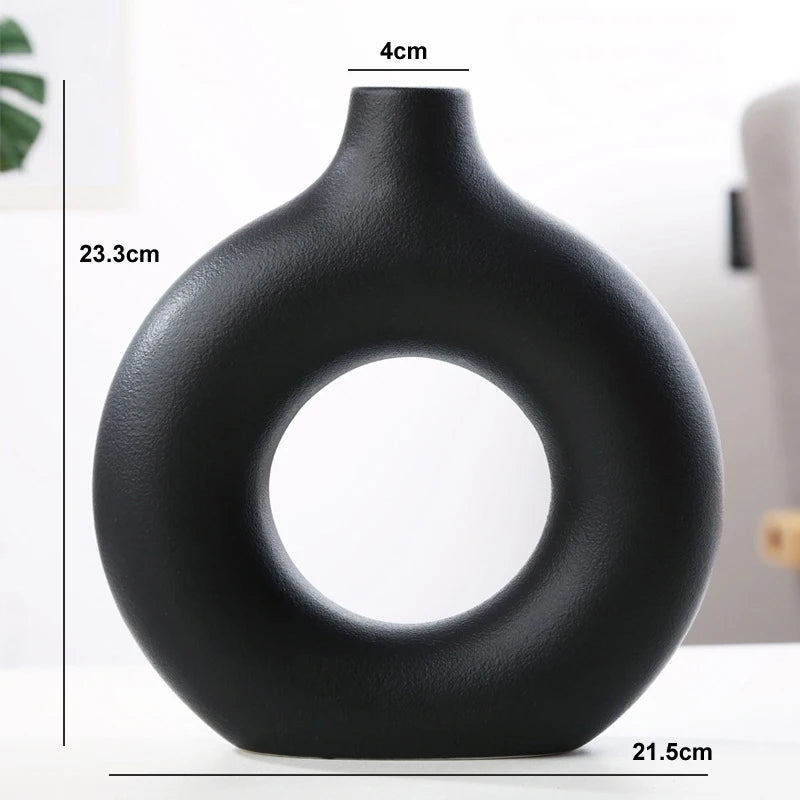 Hollow Ceramic Donuts Vase - Explore Ethereal