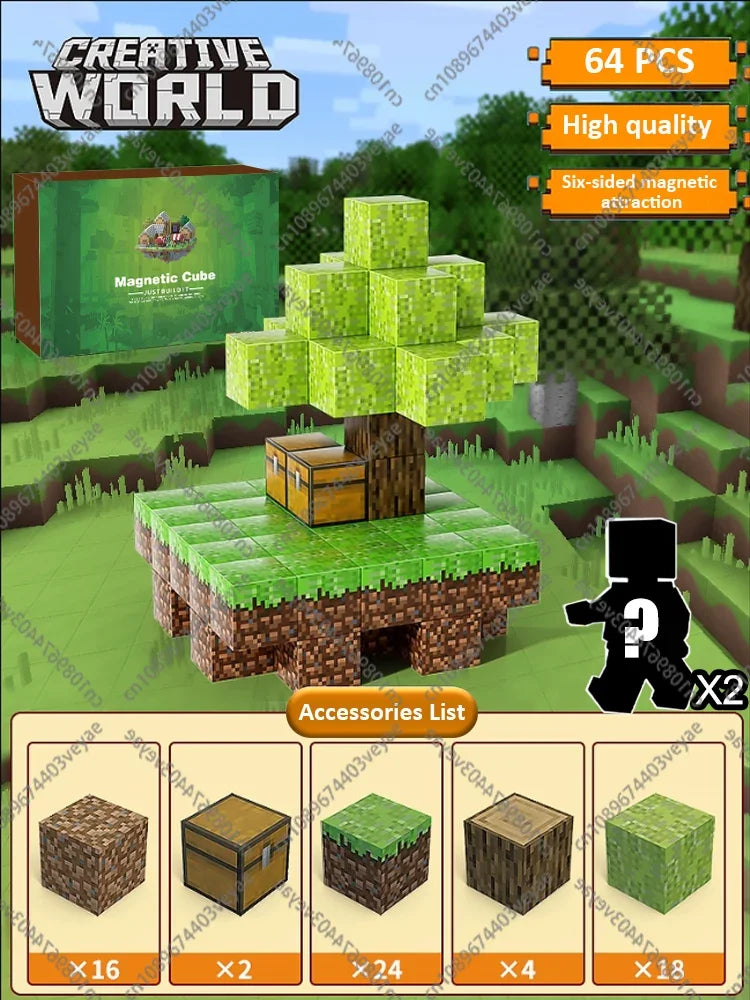 Magnetic Building Blocks - Mine World STEM Construction Set for Kids