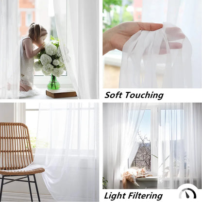 Shading Solid White Sheer Curtains - Explore Ethereal