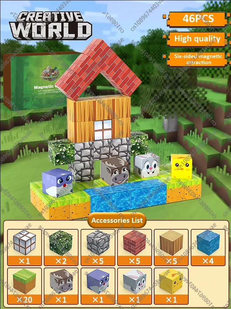 Magnetic Building Blocks - Mine World STEM Construction Set for Kids