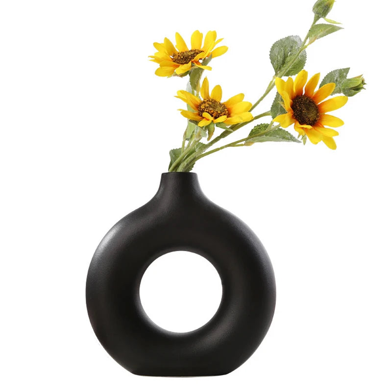 Hollow Ceramic Donuts Vase - Explore Ethereal