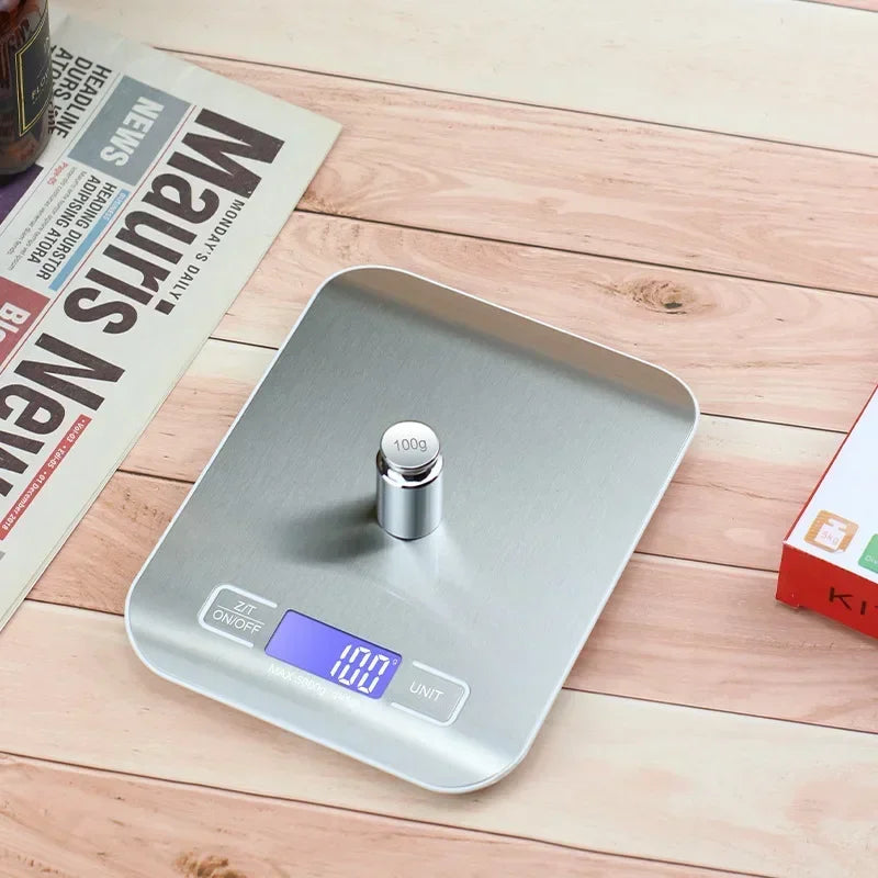 Stainless Steel Kitchen Scale with LCD Display - Explore Ethereal