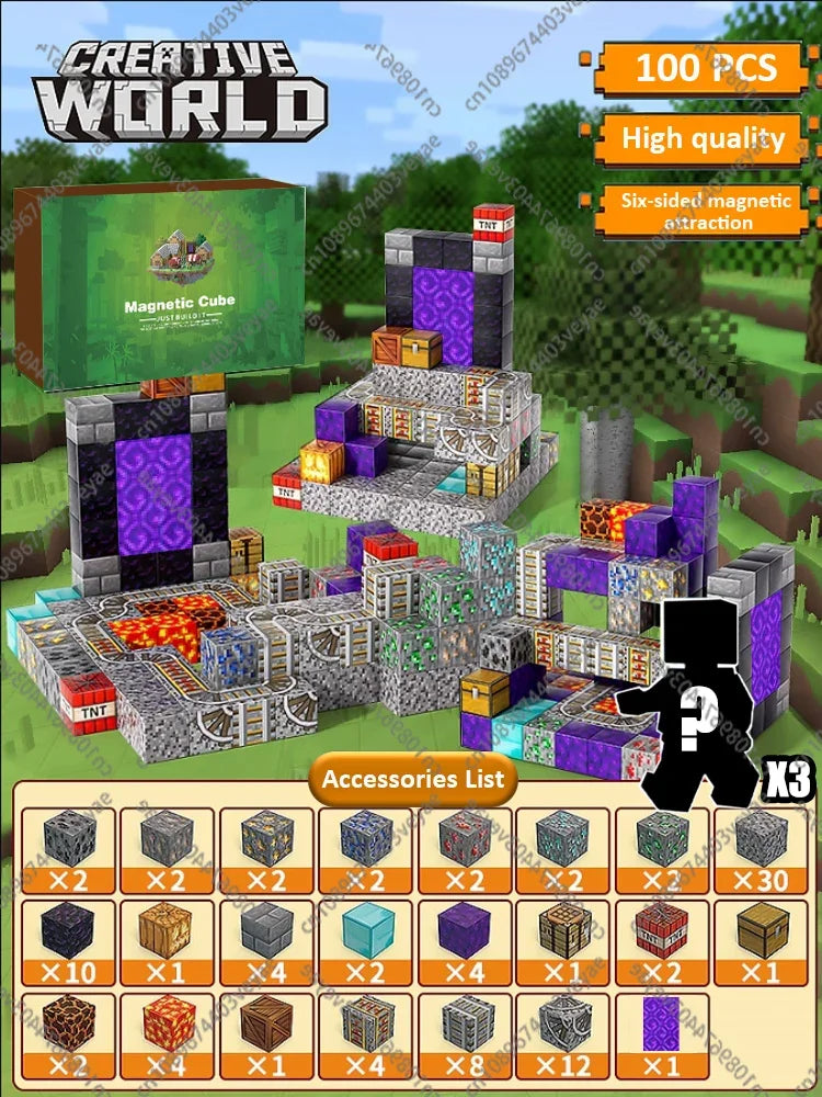 Magnetic Building Blocks - Mine World STEM Construction Set for Kids