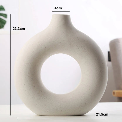 Hollow Ceramic Donuts Vase - Explore Ethereal