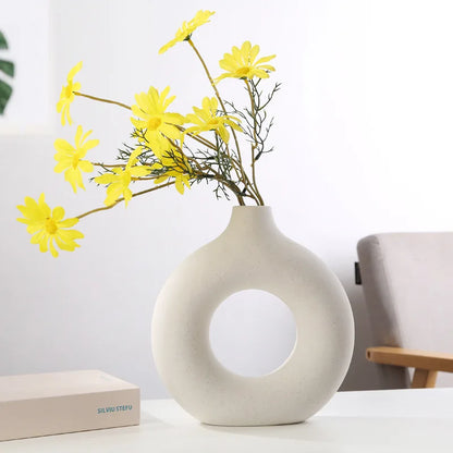 Hollow Ceramic Donuts Vase - Explore Ethereal