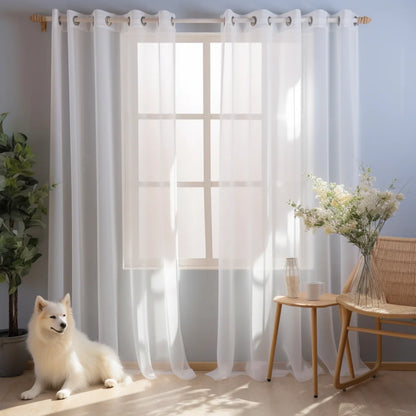 Shading Solid White Sheer Curtains - Explore Ethereal