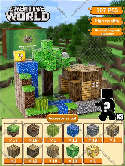 Magnetic Building Blocks - Mine World STEM Construction Set for Kids