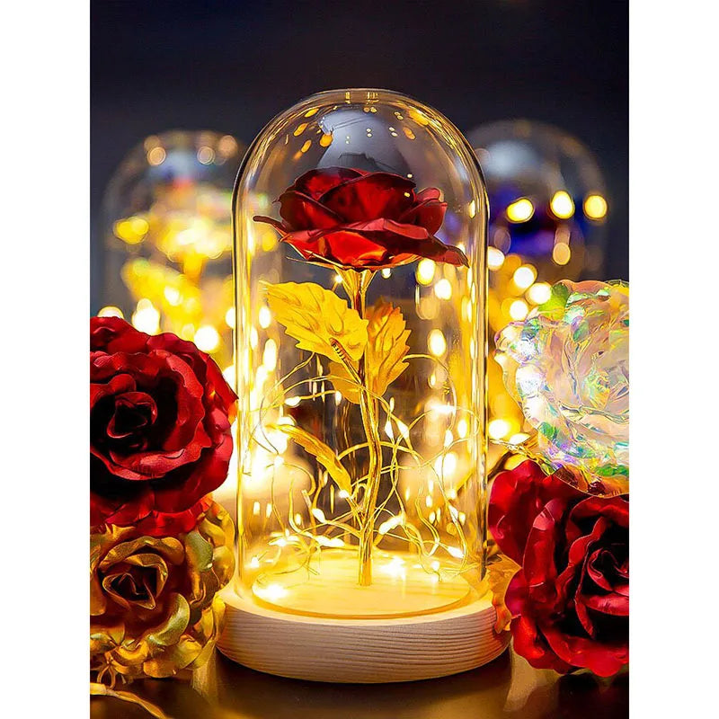 Gold Foil Rose LED Night Light - elegant illuminated home decor from Explore Ethereal