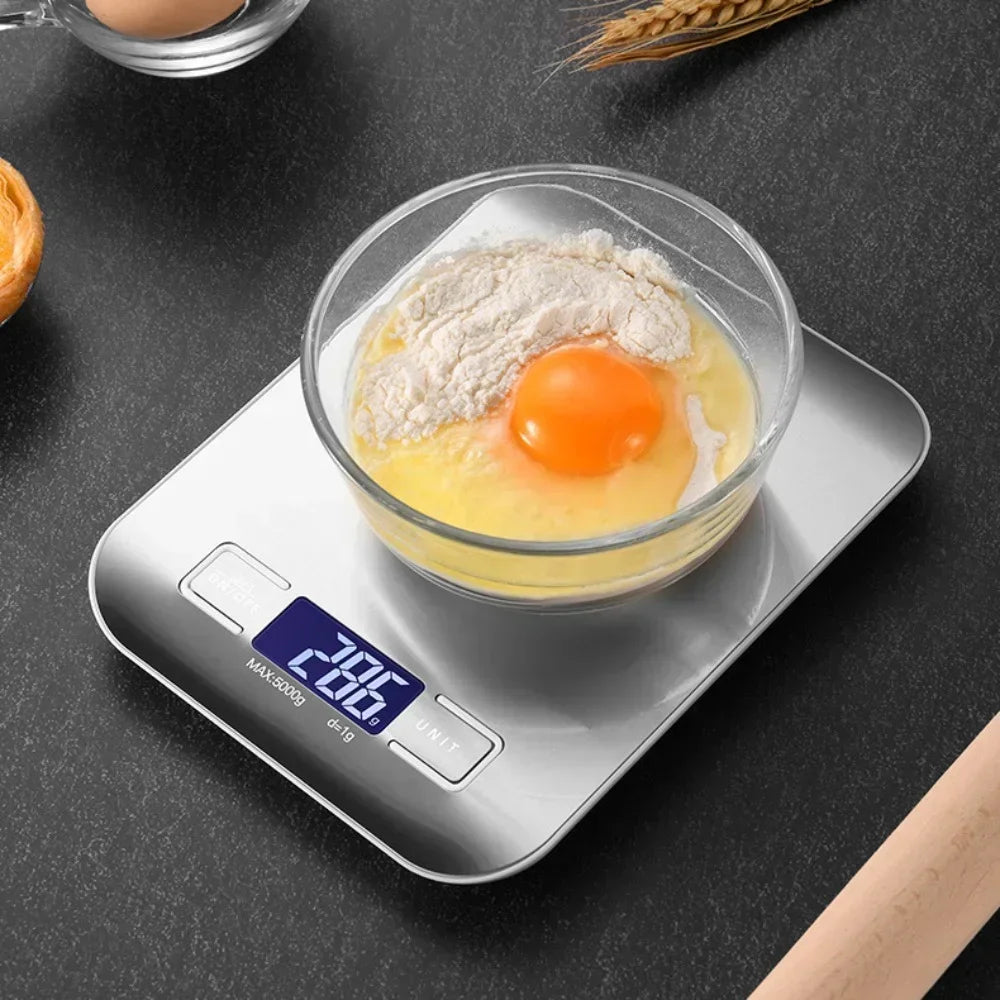 Stainless Steel Kitchen Scale with LCD Display - Explore Ethereal