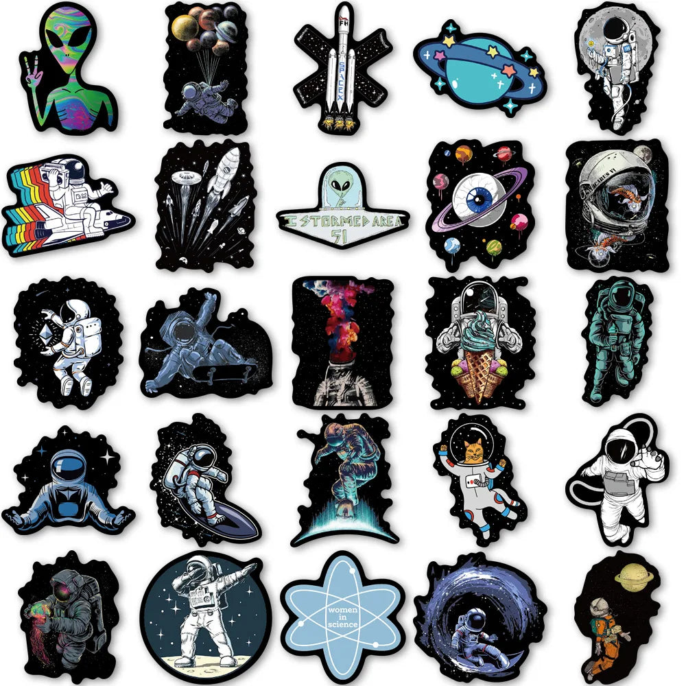 50pcs Vinyl Space Themed Sticker Pack - Explore Ethereal