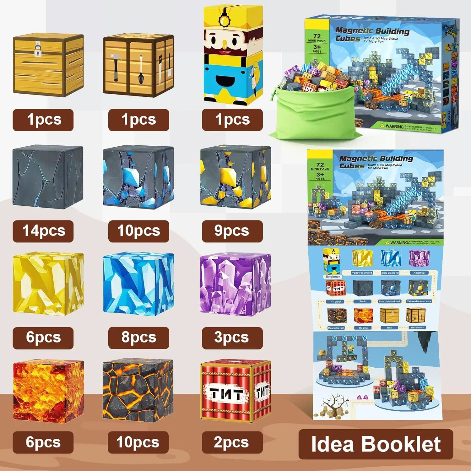 Magnetic Building Blocks - Mine World STEM Construction Set for Kids