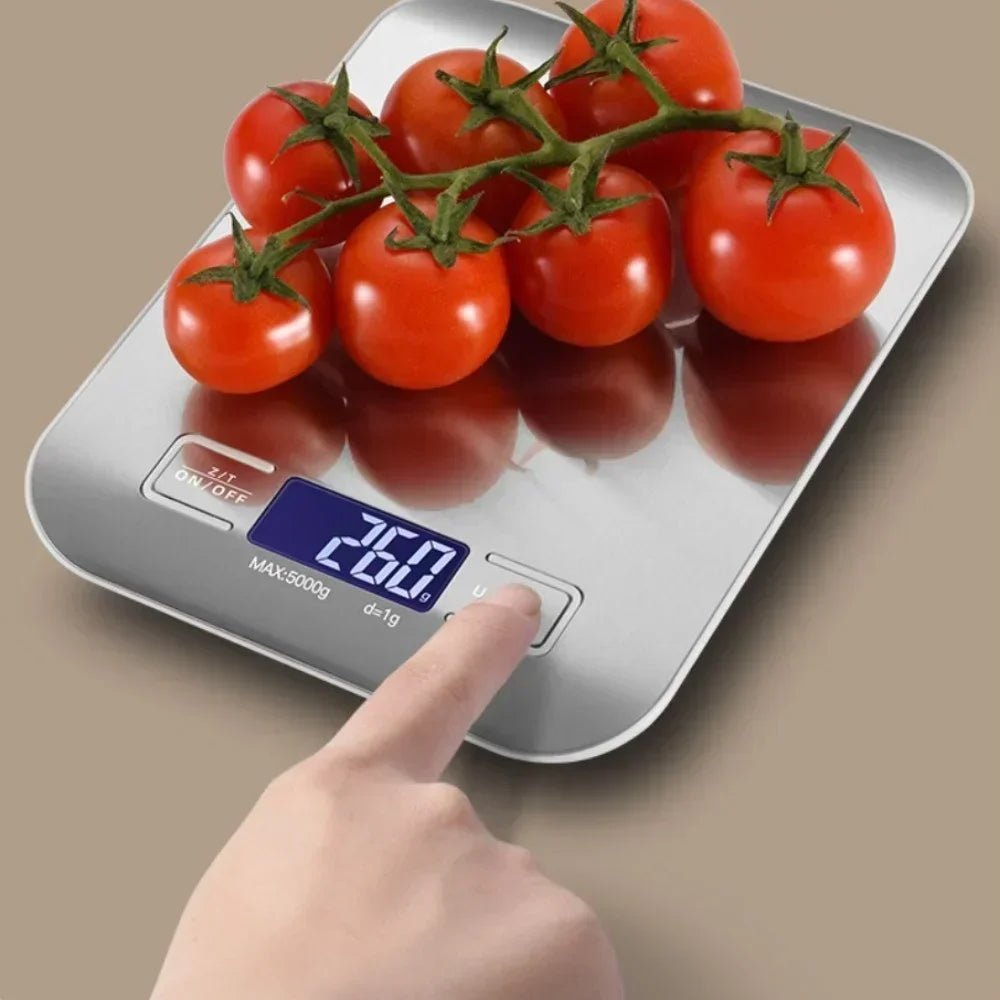 Stainless Steel Kitchen Scale with LCD Display - Explore Ethereal